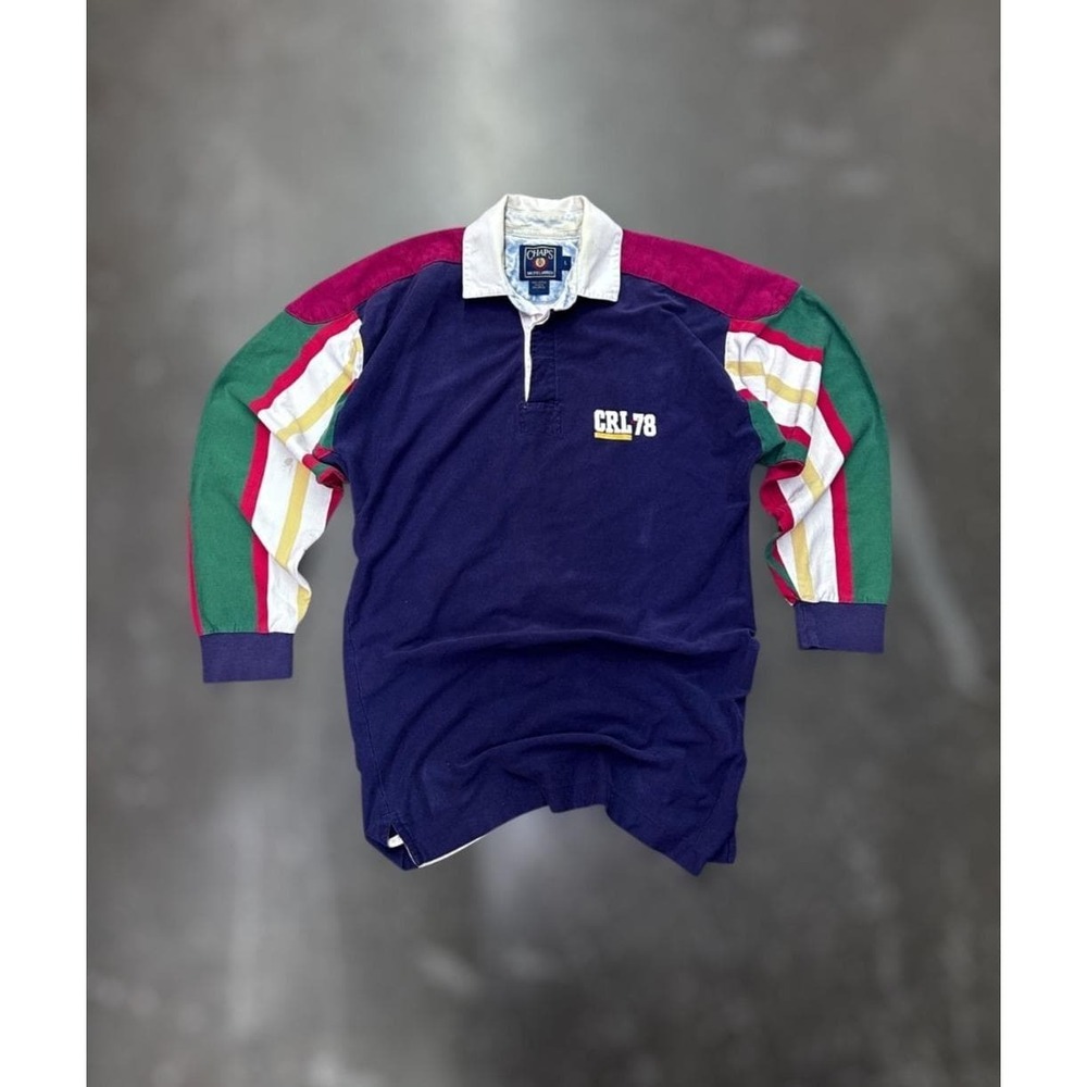 Vintage Chaps Ralph Lauren CRL-78 Rugby Shirt Mens Large Colorblock Long Sleeve